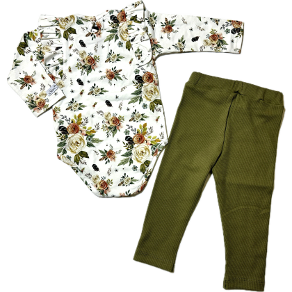 Komplet  bawełniany dla dziewczynki BODY + LEGGINSY - Star Kids
